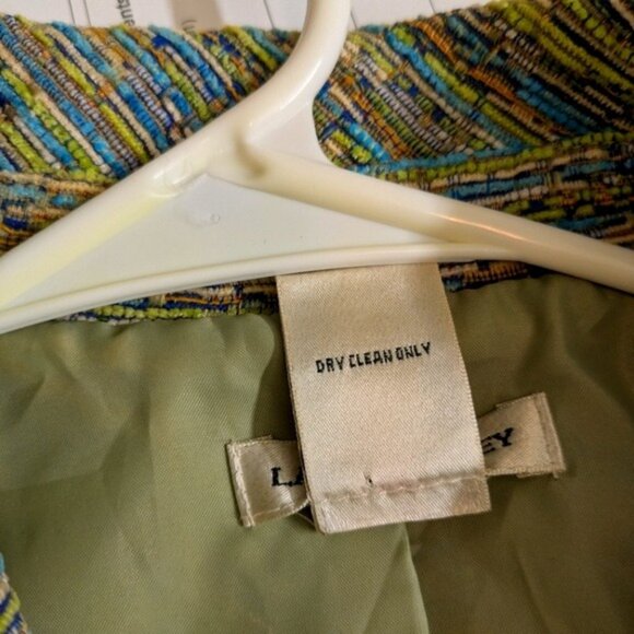 Laura Ashley Multicolored Striped Fringed Tweed Jacket With Single Button - Picture 10 of 12